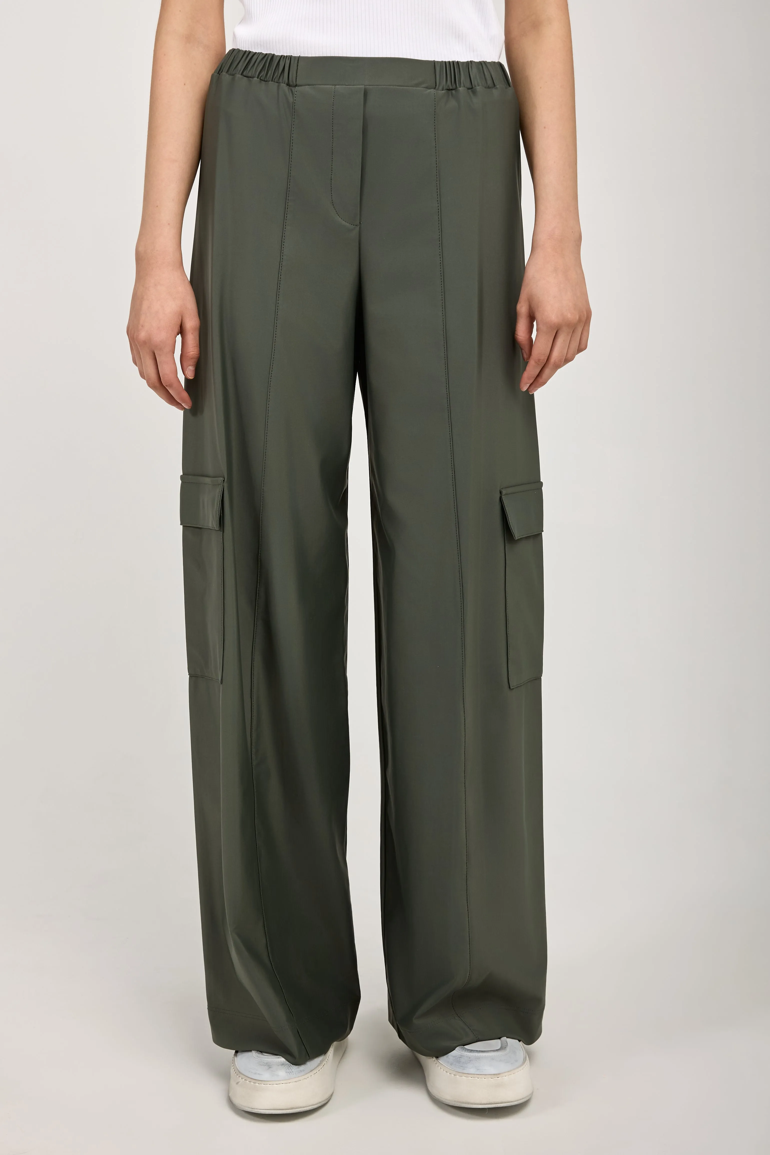 Teseo Satin Jersey Cargo Pant in Dark Green