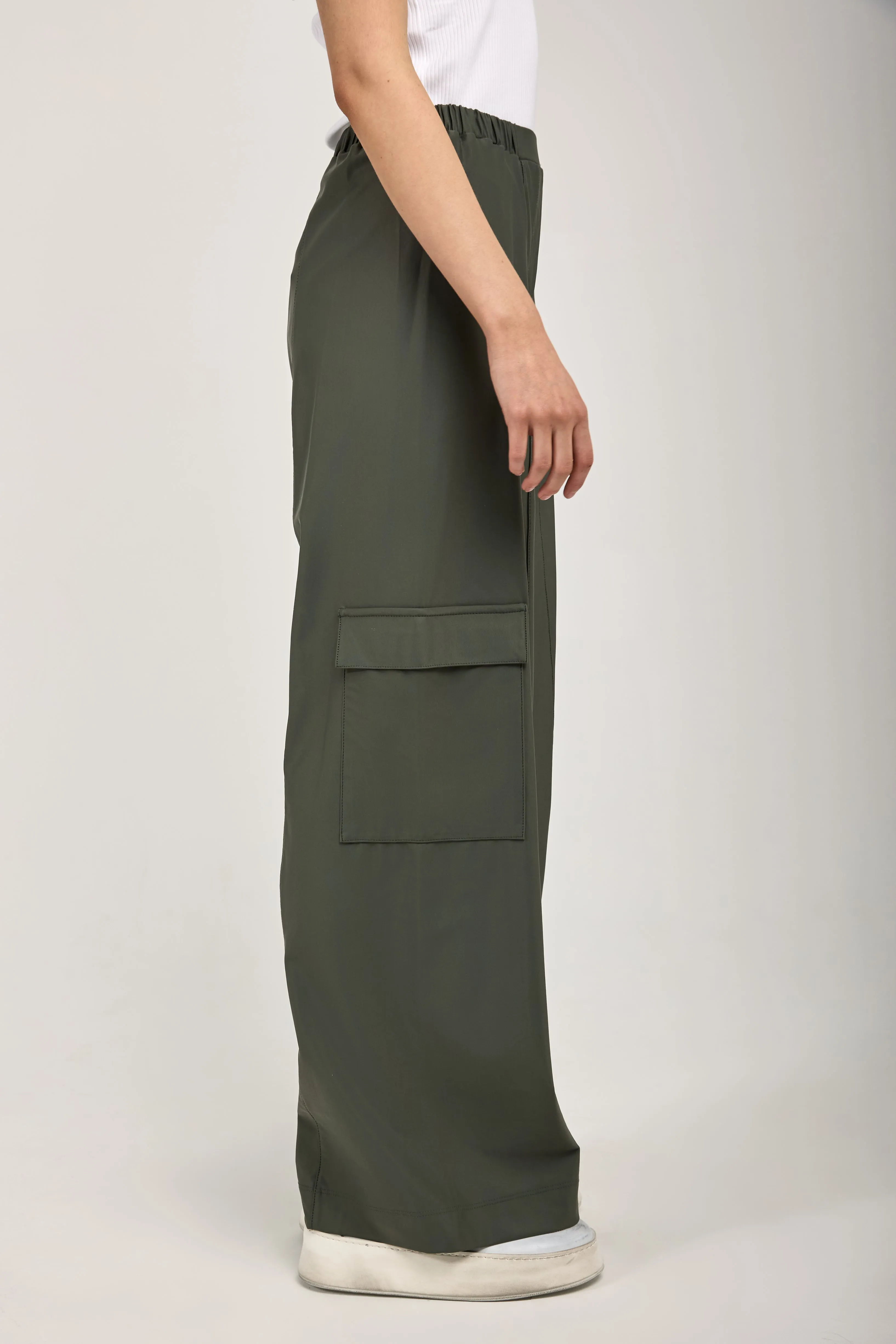 Teseo Satin Jersey Cargo Pant in Dark Green