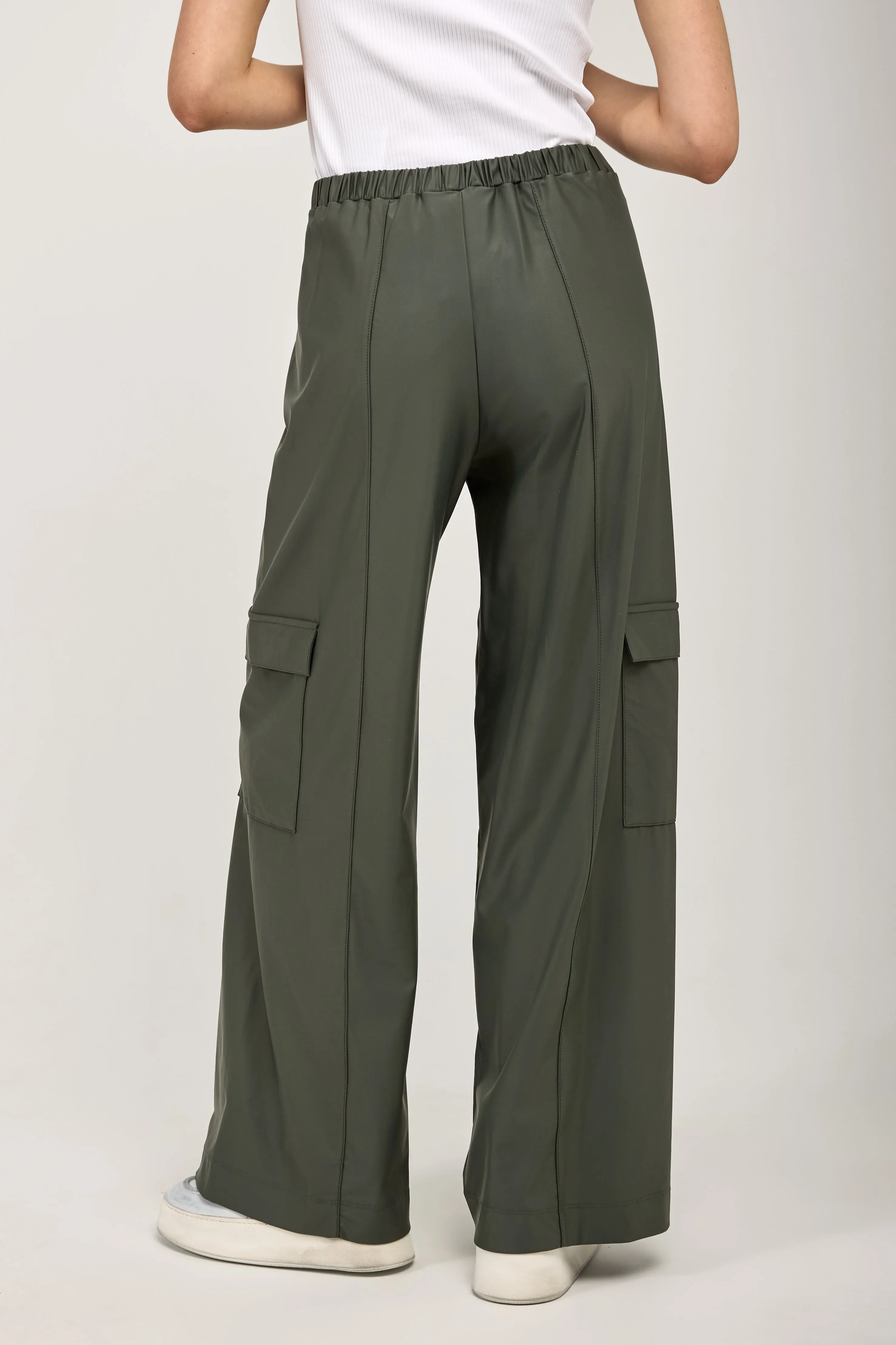 Teseo Satin Jersey Cargo Pant in Dark Green