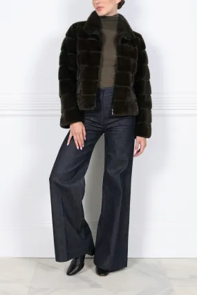 The Danielle Horizontal Mink Jacket in Loden