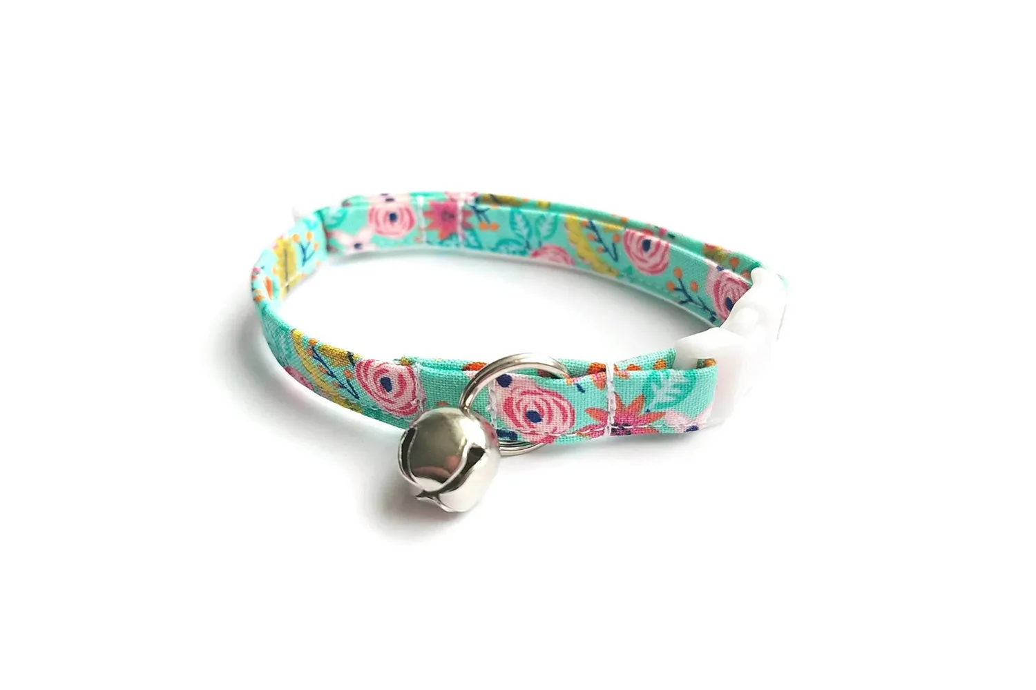 Turquoise Multicolor Floral Cat Collar