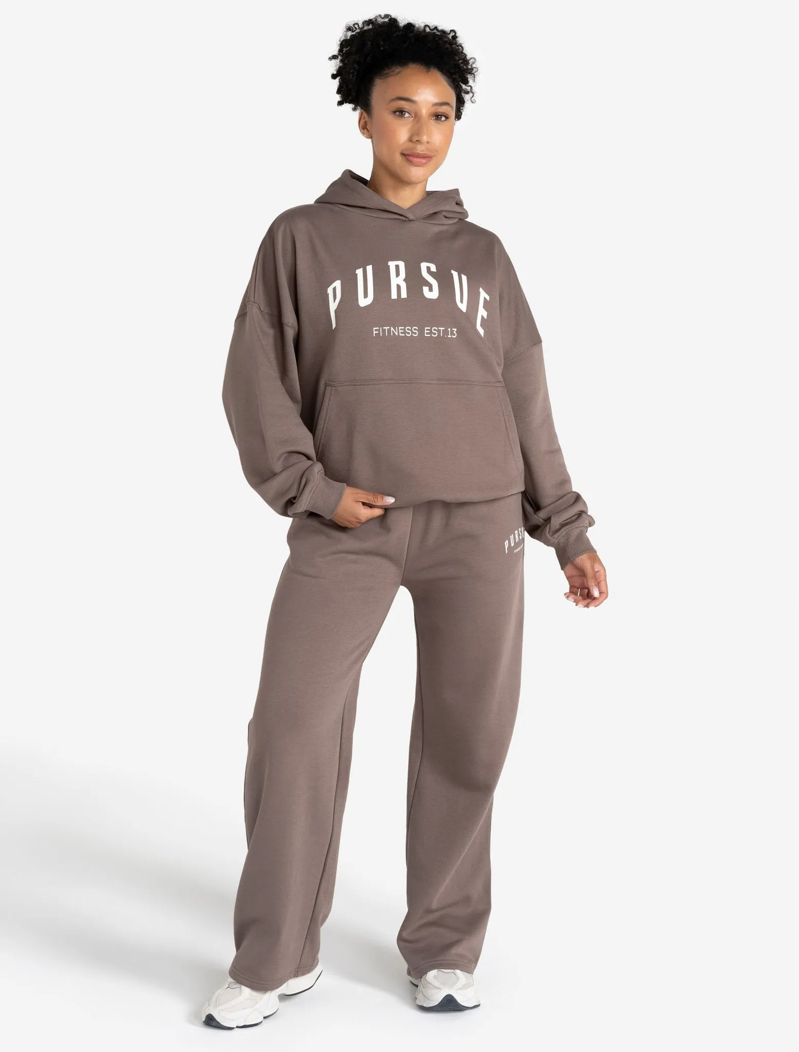 Varsity Wide Leg Joggers - Taupe