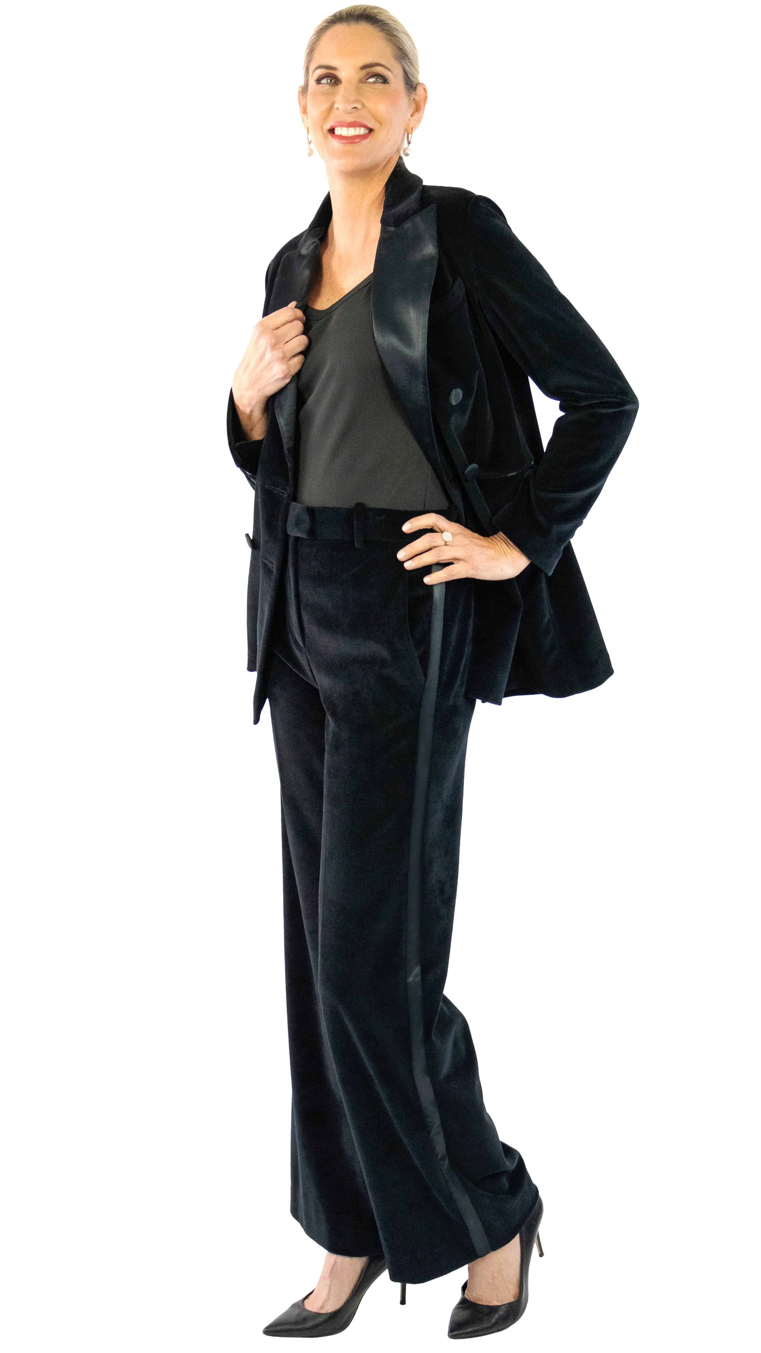 Velvet Tuxedo Jacket - Black