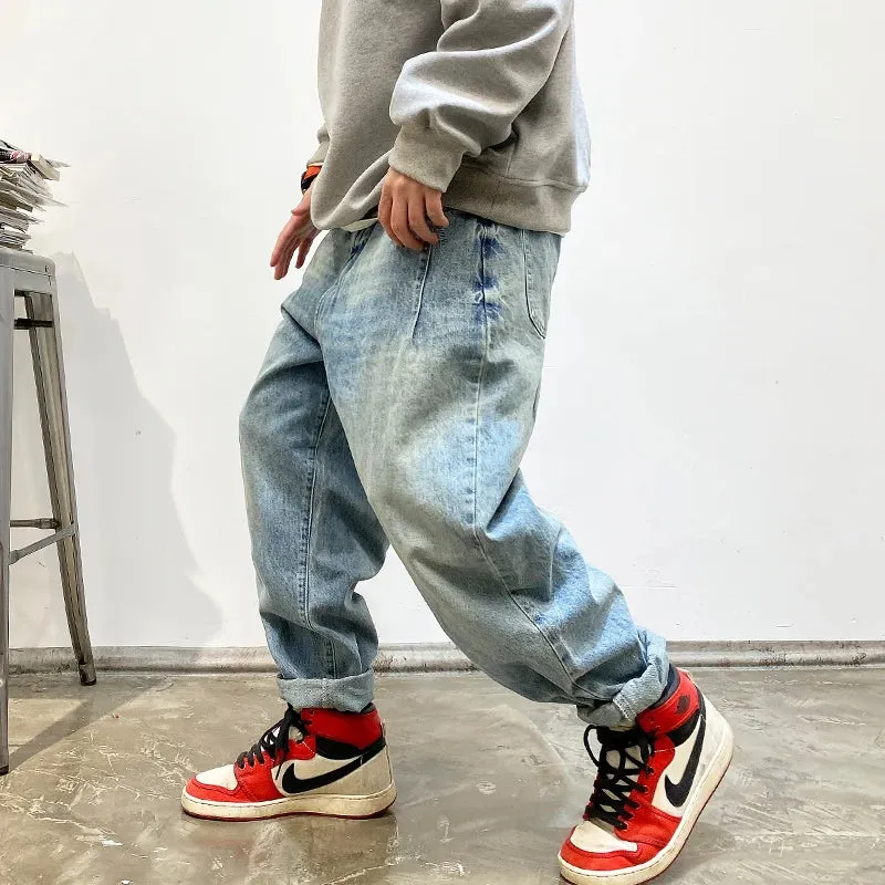 Vintage Cargo Jeans Men Clothing Japanese Streetwear Straight Denim Trousers