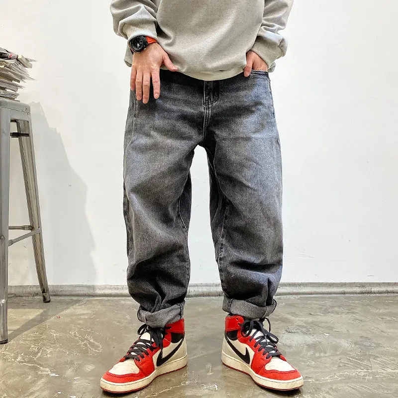 Vintage Cargo Jeans Men Clothing Japanese Streetwear Straight Denim Trousers