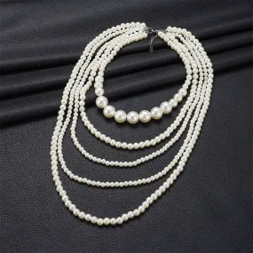 Vintage Multilayer Imitation Pearl Necklace for Women