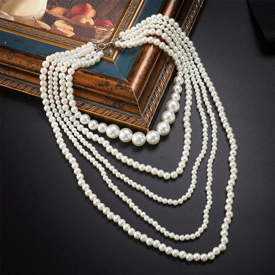 Vintage Multilayer Imitation Pearl Necklace for Women