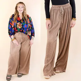 What You Admire Plissé Drawstring Pants in Mocha Brown