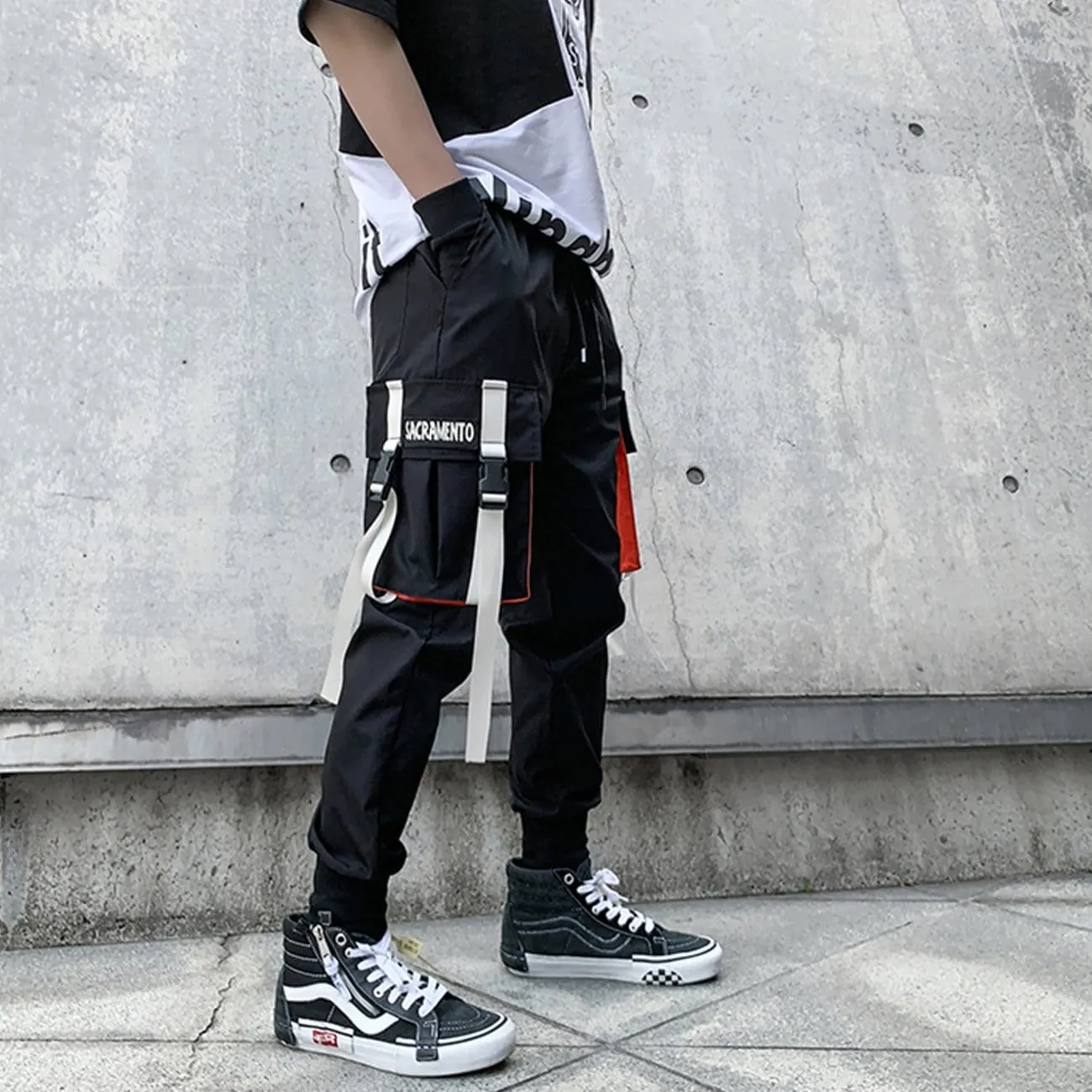 WLS Techwear Patchwork Ribbons Cargo Pants