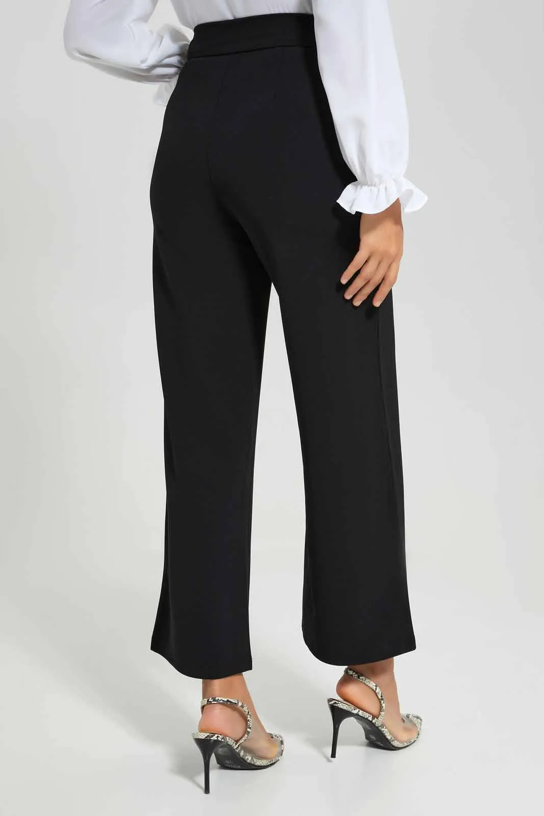 Women Black Wide Leg Trouser