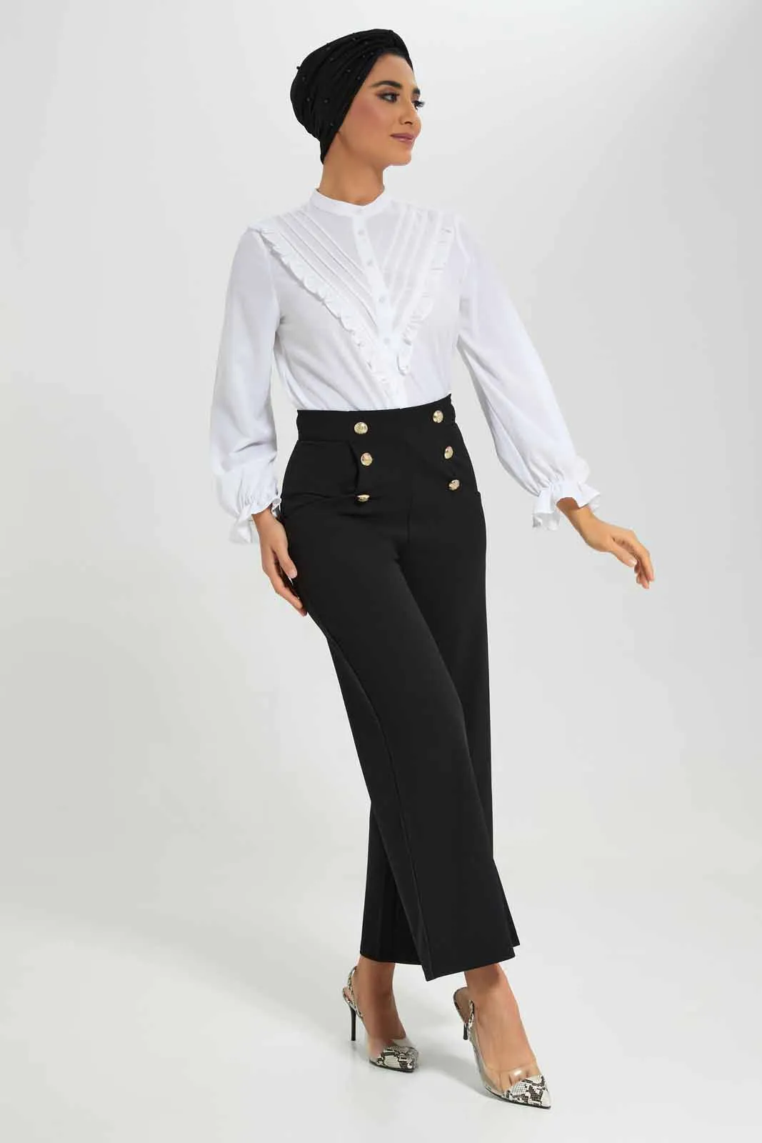 Women Black Wide Leg Trouser