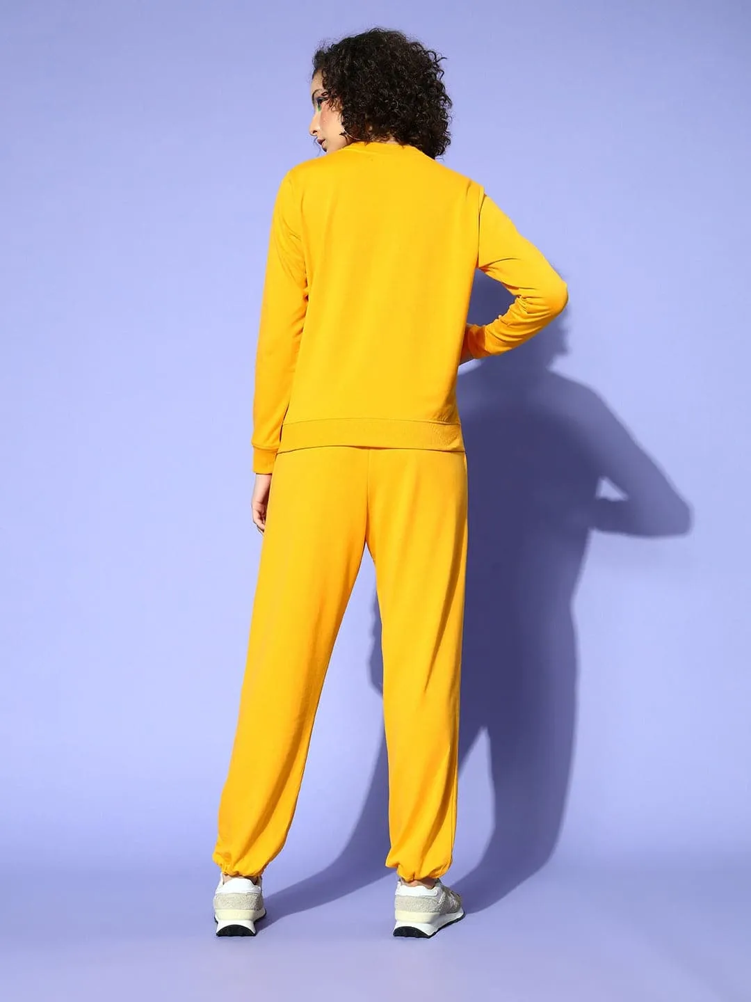 Women Yellow Be The Boss Sweatshirt With Joggers