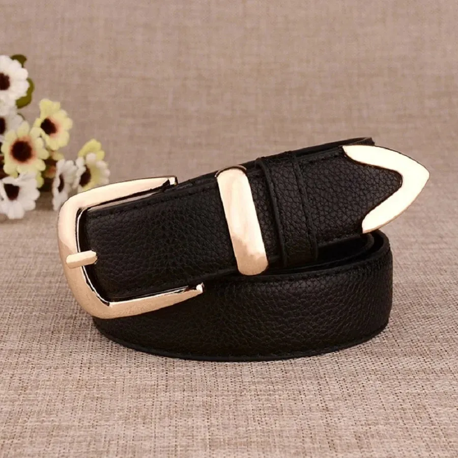 Women’s High-Quality Leather Trouser Belt – Trendy White Belt with Vintage Pin Buckle for Elegant Style