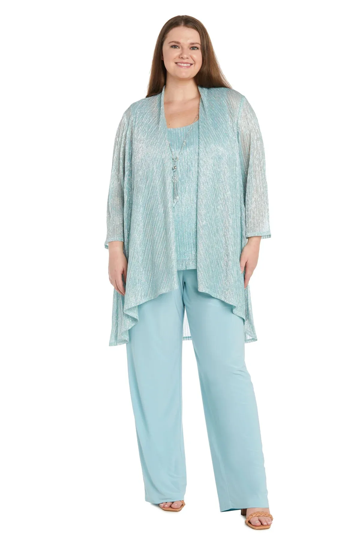 Women's Plus Size Crinkle Duster Pant Set - Mother of the Groom Pant Suit