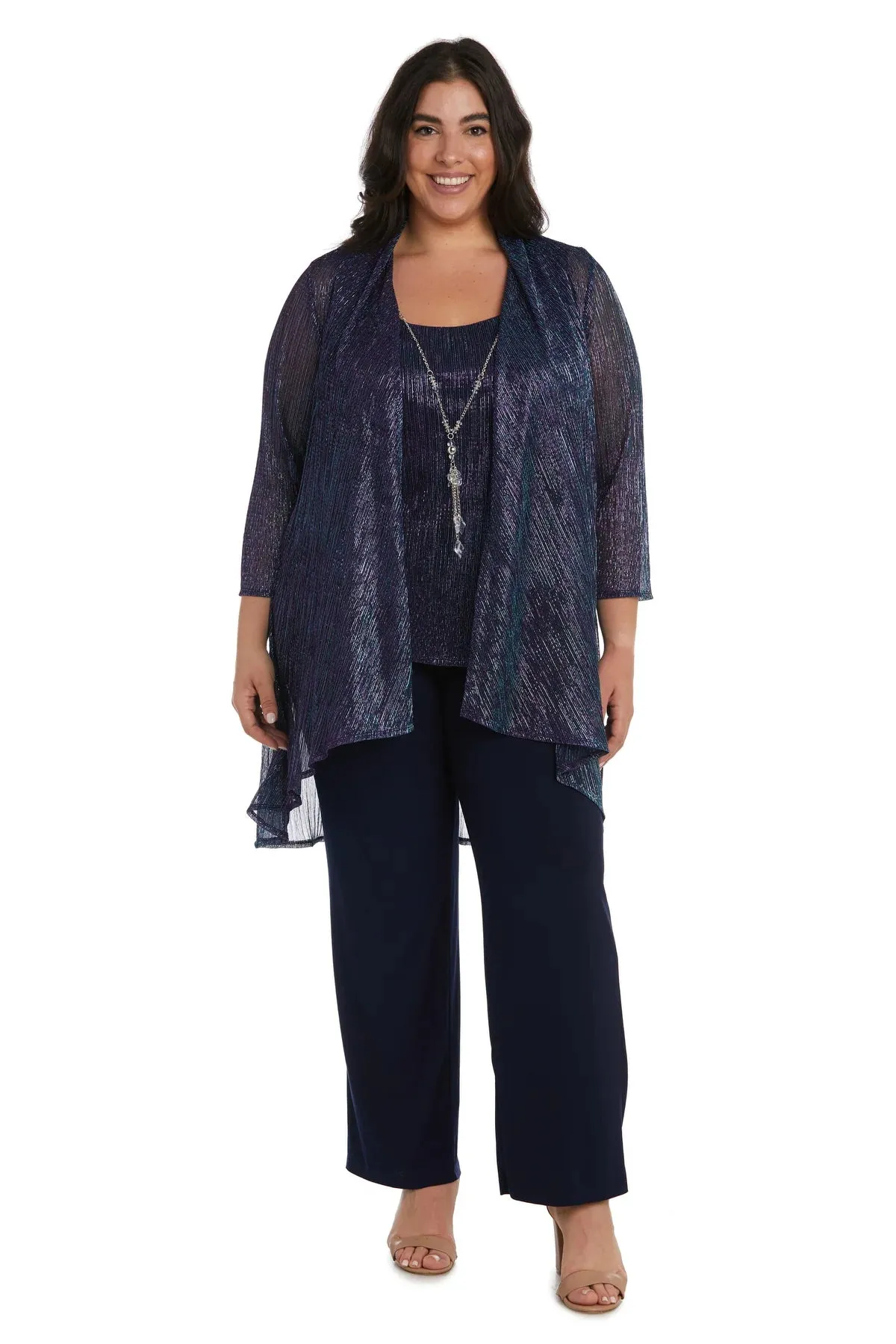 Women's Plus Size Crinkle Duster Pant Set - Mother of the Groom Pant Suit