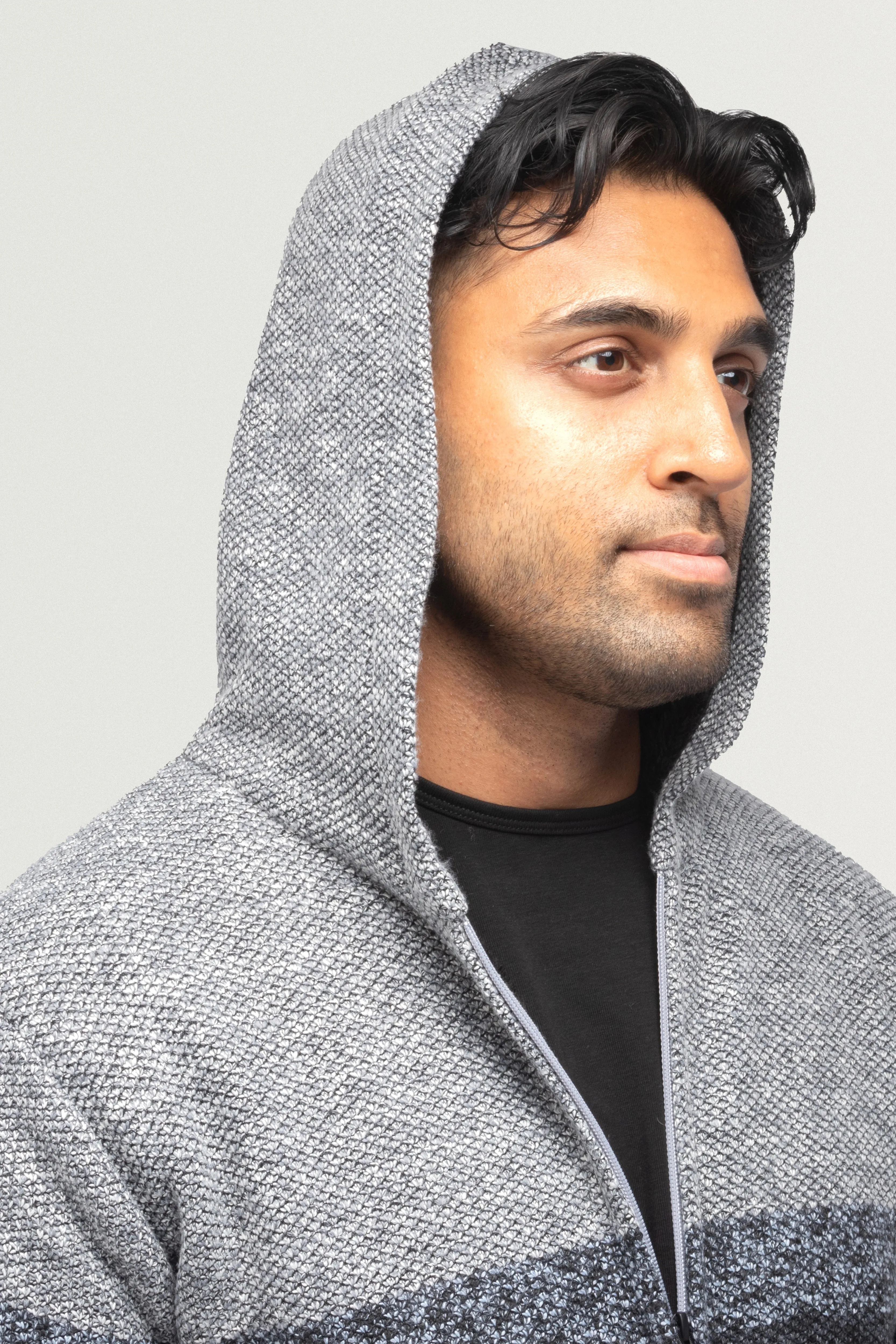 X RAY Men's Zip Up Hooded Sweater with Stripes & Lining