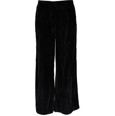 Xing Velvet Wide Leg Trousers - Black