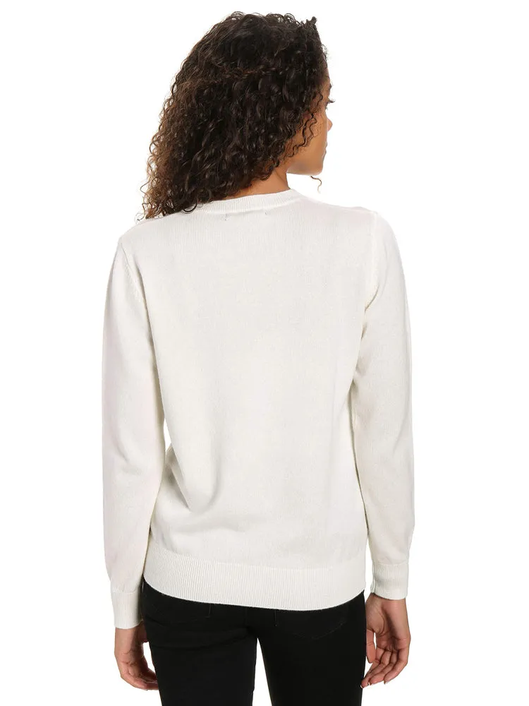 Zainuno Moizni Women's 100% Cashmere Classic Crew Neck Sweater