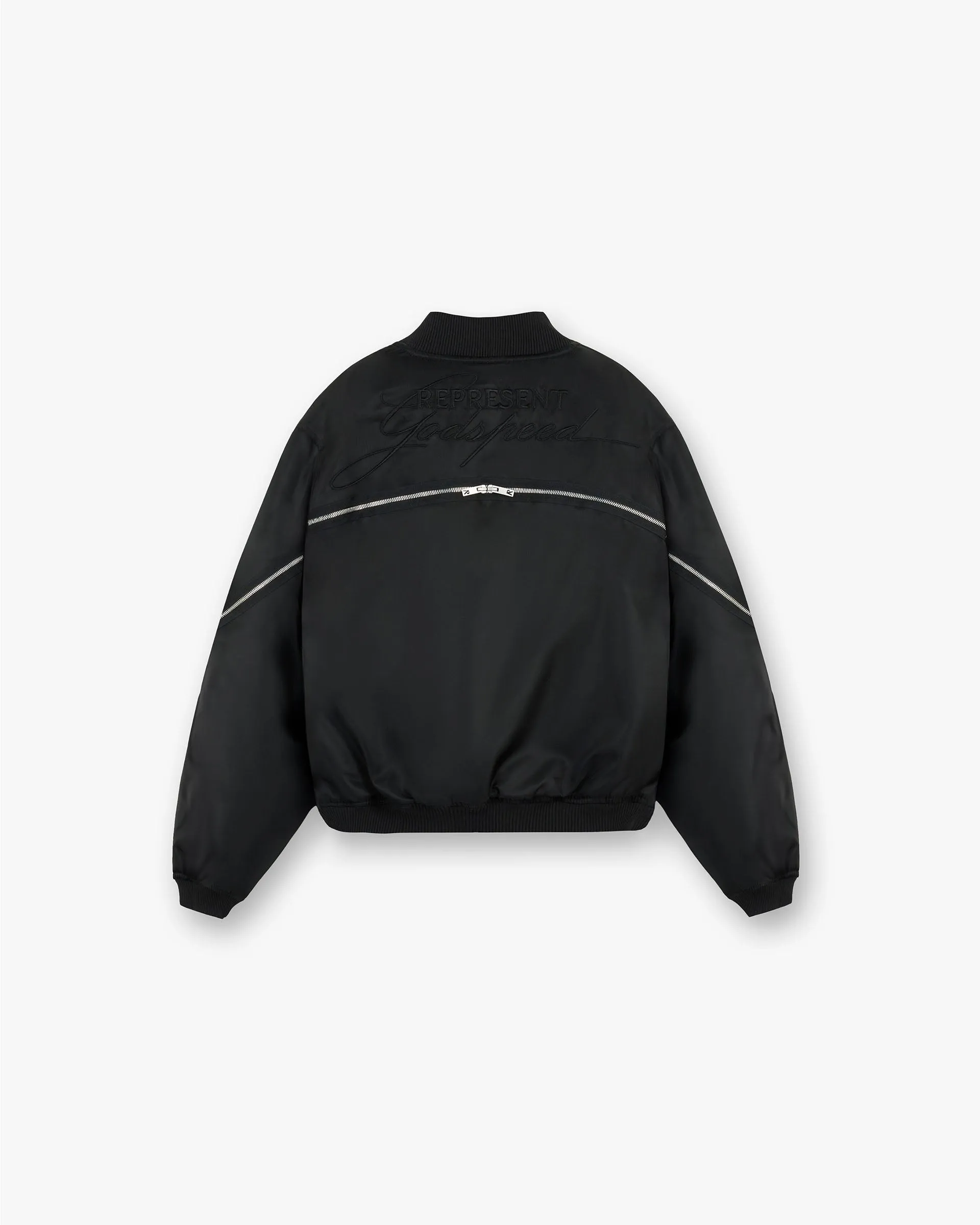 Zip Back Bomber Jacket - Jet Black